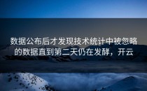 数据公布后才发现技术统计中被忽略的数据直到第二天仍在发酵，开云